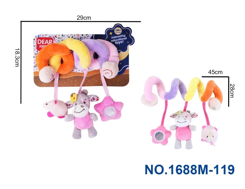 Hot selling plused baby crib hanging toy plush felt infant animal doll toys baby mobiles reborn baby doll cribs