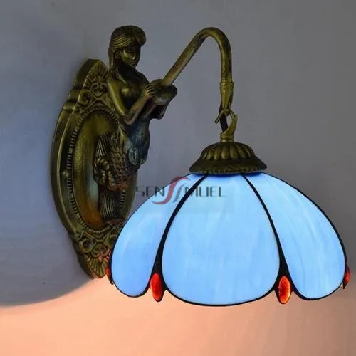 Factory Wholesale Custom Stained Glass Hand Welded Tiffany Style Wall Lights Retro Decorative Sconces