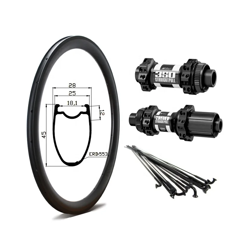 Велосипедные колеса GoFast Toray из углеродного волокна, диски для углеродного велосипеда, дисковый тормоз, ширина 25 мм, глубина 45 мм, дорожные колеса из углеродного волокна