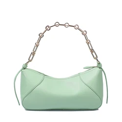 High Quality New Arrivals Fashion Design Mature Ladies Pure Color Handbag Pu Leather Metal Chains Shoulder Bag