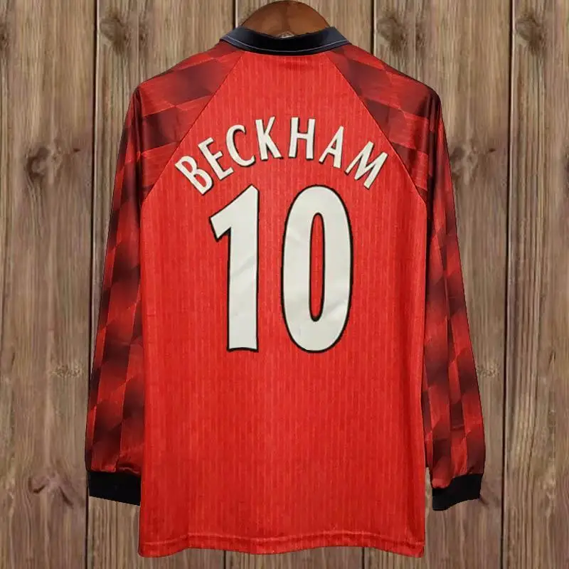 92 98 Long Sleeve KEANE GIGGS CANTONA Mens Soccer Jerseys 99 RETRO BECKHAM SOLSKJAER KEANE FERDINAND ROONEY Football Shirt