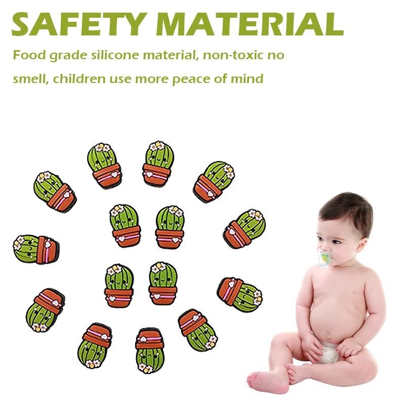 Hot Selling Cactus Food-grade Silicone Focal Beads DIY Craft Jewelry Bracelet Pen Decoration Keychain Making Accessories