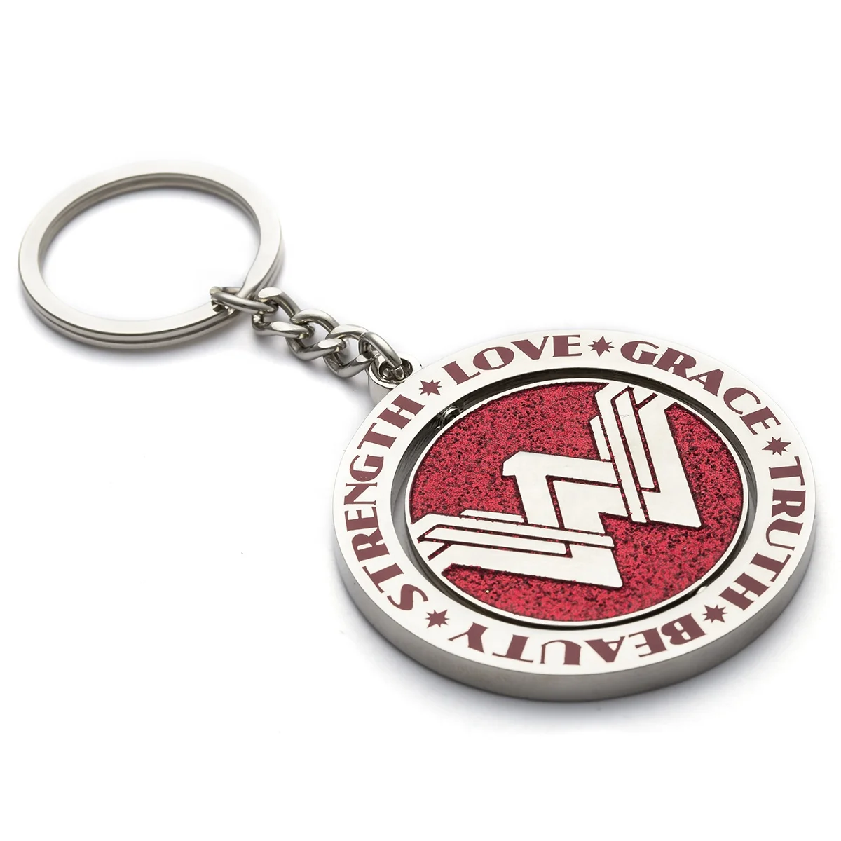 High quality llaveros movie style Herotheme Custom metal zinc alloy keychain with glitter enamel logo