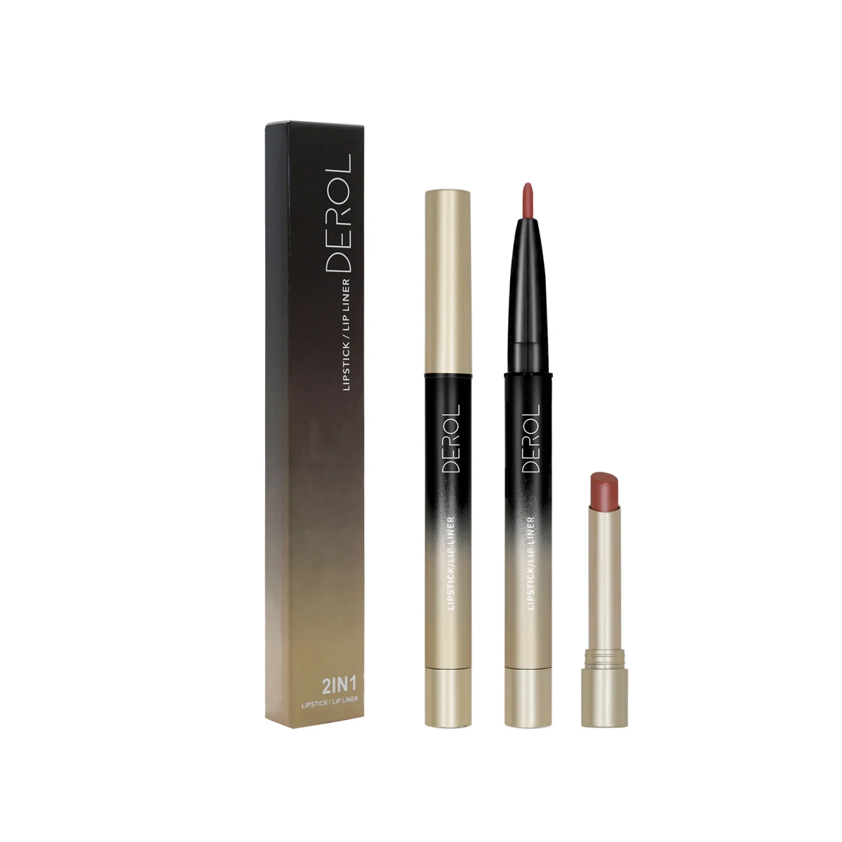 Dual-function makeup double-ended matte not easy to dip cup lip liner matte not easy to fade lipstick