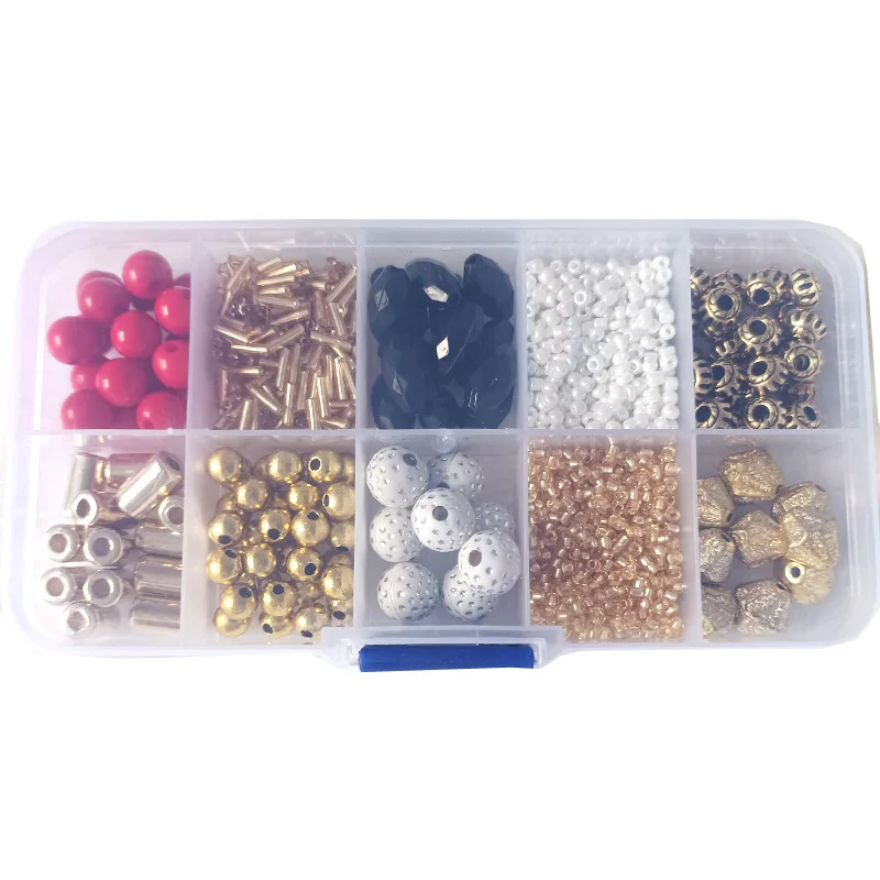 10 Grid DIY Handmade Beaded Jewelry Making Set for Kids Creative Loose Beaded Puzzle Necklace and Bracelet for Girls