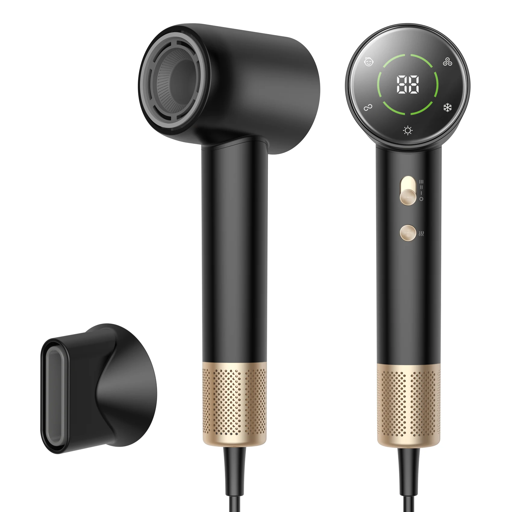 BLDC Motor 110000 Rpm High Speed Hair Dryer Negative Ionic Hair Dryer With LCD Digital Display