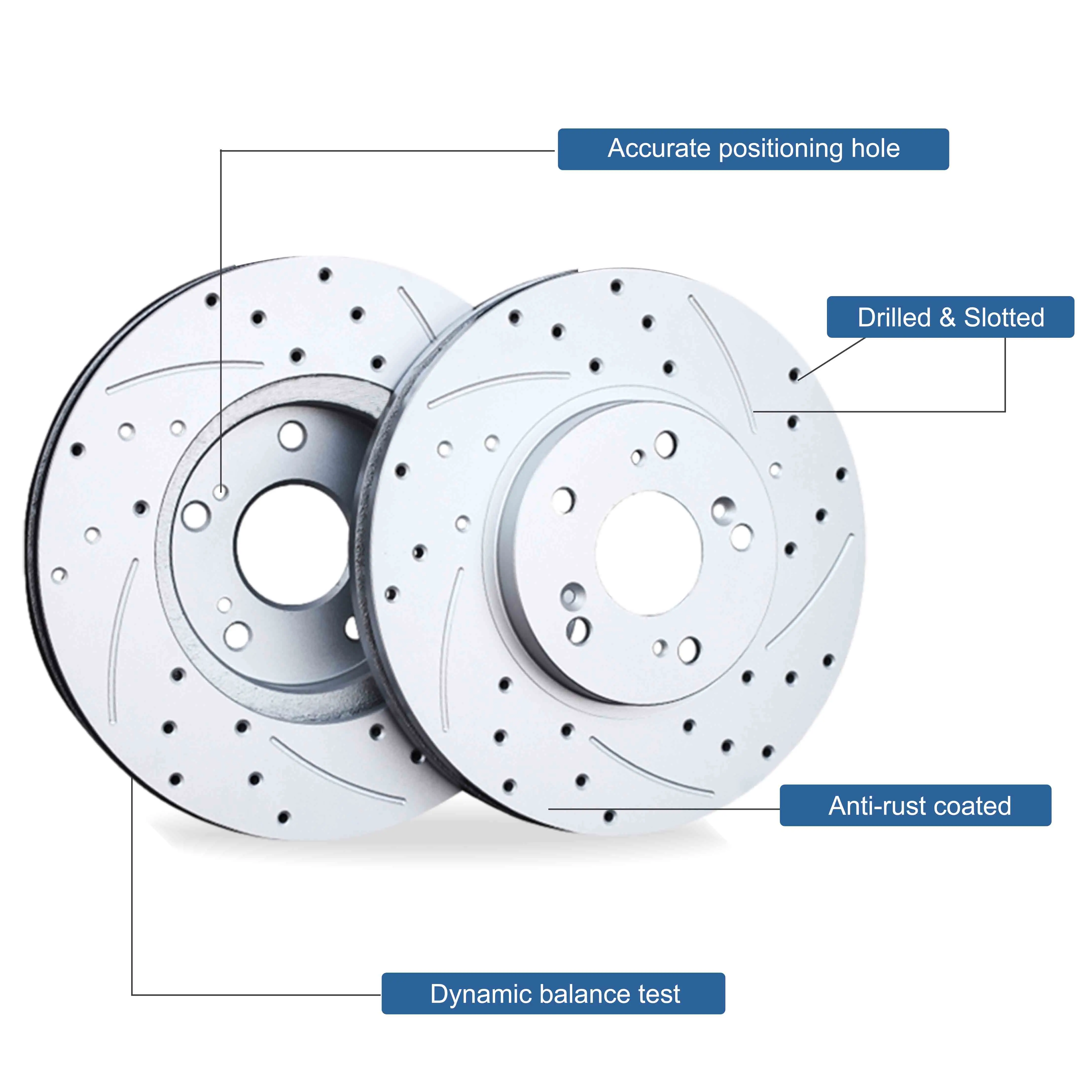 Frontech Brake Discs Compatible for  A5 Audi A6 A7 A8 S6 S7 S8 C7 Brake Rotor Drilled & Slotted 400mm