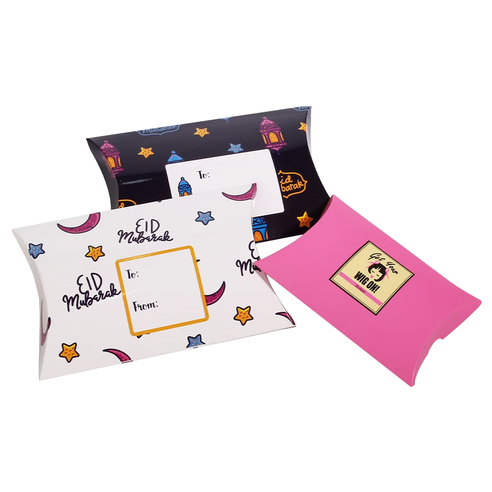 Wholesale Luxury Custom Logo Kraft Paper pillow box for jewelry with brand