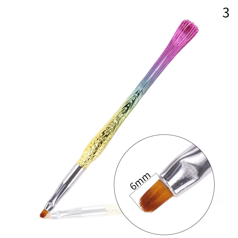 5pcs/set Gradient Rainbow Mermaid Painting Carving Line Pen Gold Fish Rod Nylon Nail Brush Nail Beauty Tool
