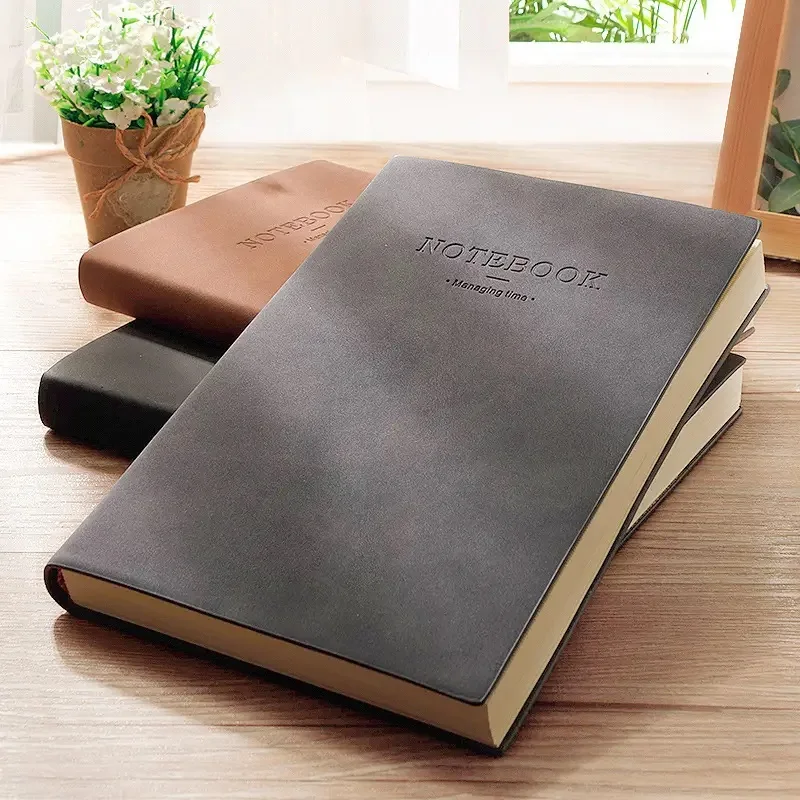 Promotional business notebook A6 A5 A4 size hardcover pu leather journal notebook cork cover notebook
