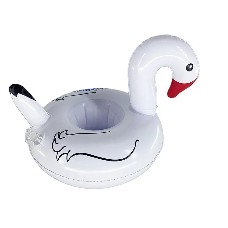 High Quality Factory Directly Supplier Custom PVC Inflatable White Swan Float Drink Pool Cup Holder For Summer