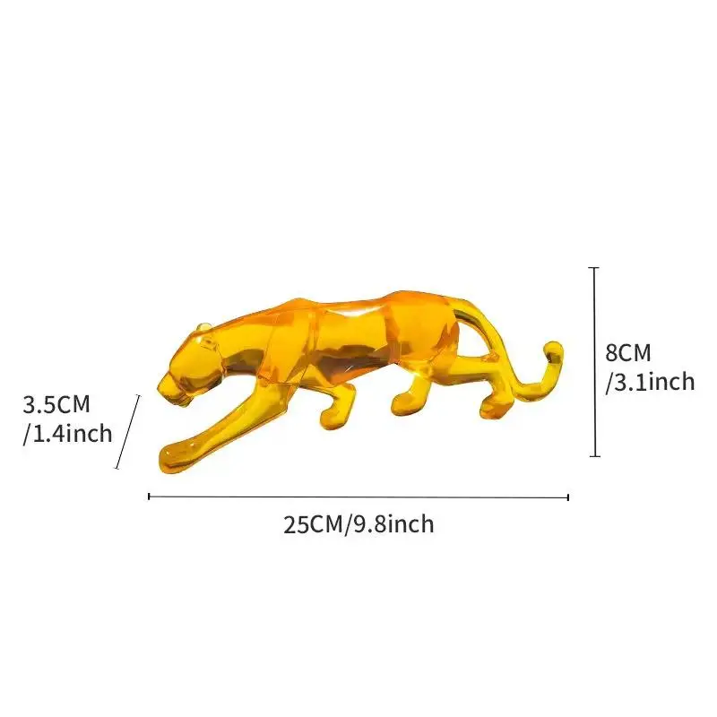 Luxury Home Office Decorative Transparent Acrylic Leopard Statue Handicrafts Money Sculpture for Home Art Anime Great Gift Idea