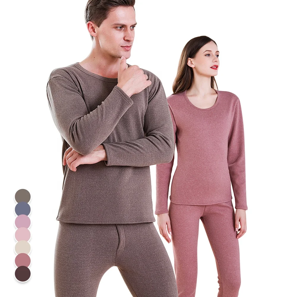 Ama Larsi Wholesale Hot Sale Seamless 2 Piece Long Sleeve Sets  Winter Warm Plus Size Adult Thermal Underwear Sets