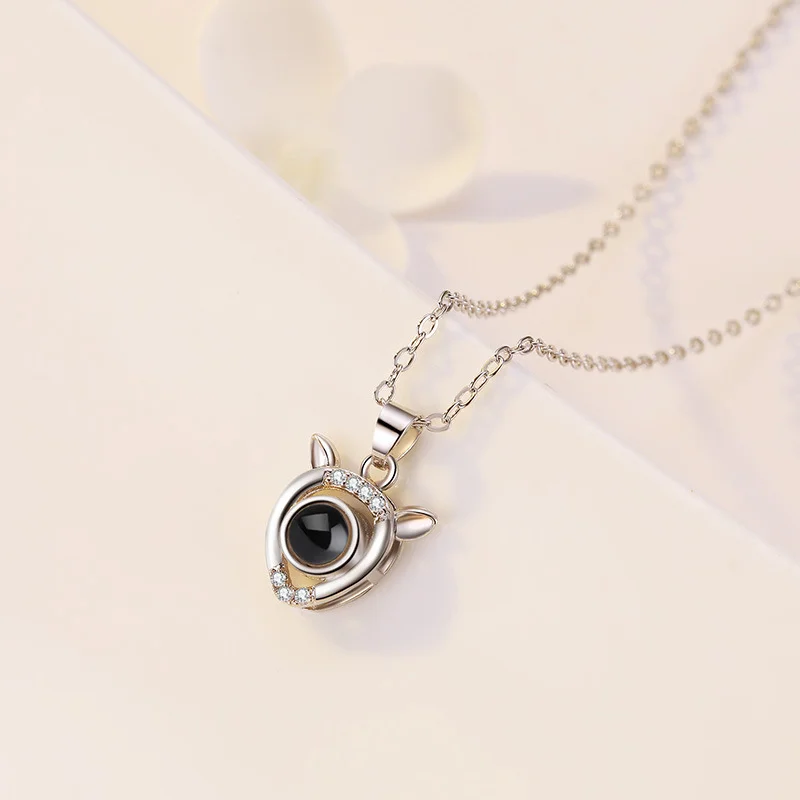 I love you in 100 languages collarbone jewellery projection pendant lover mother woman love necklace