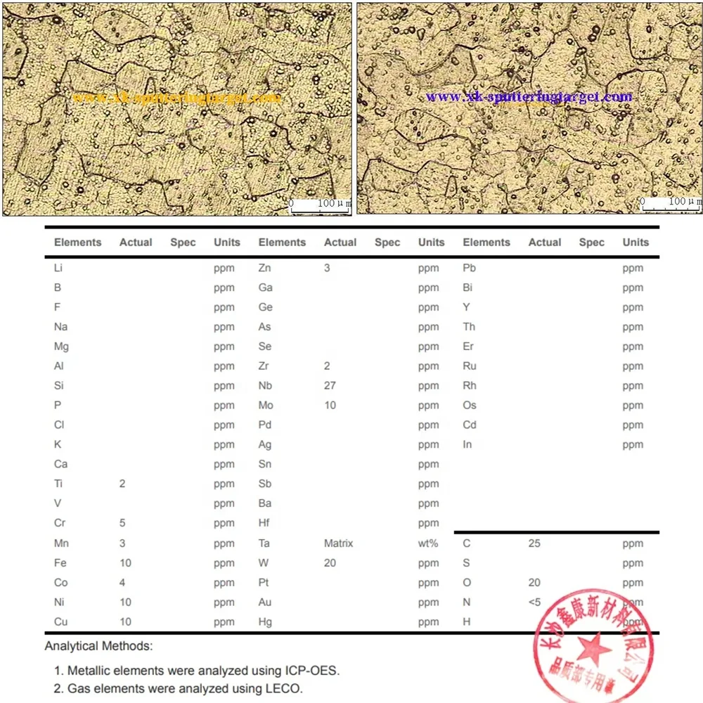 3N5 4N Tantalum Targets Metal Ta Planar Sputtering Targets for PVD Coating