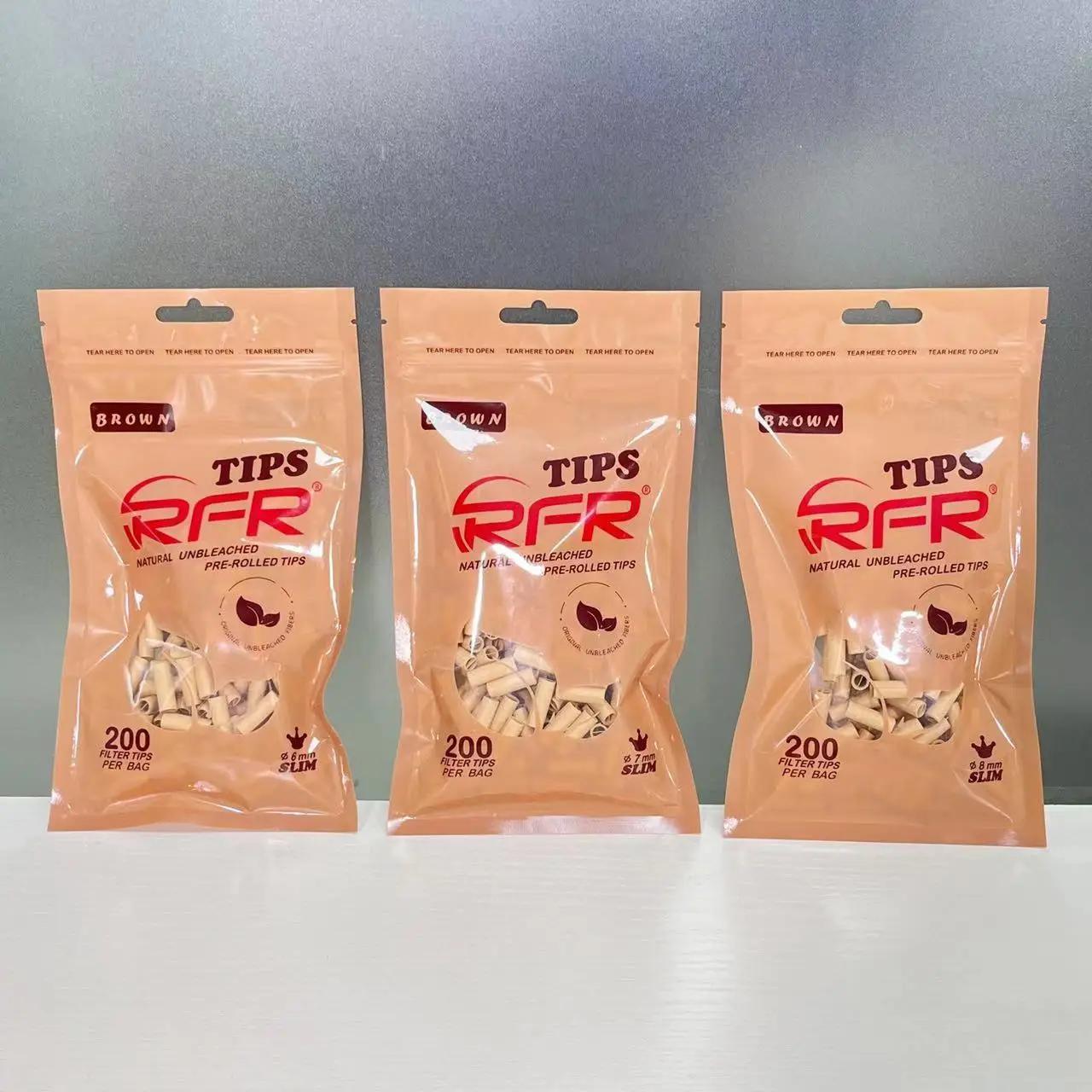 RFR Brown Filter Tips in Various Sizes Can Custom Packaging for Cigarette Smoking Paper Roll and Rolling Papers