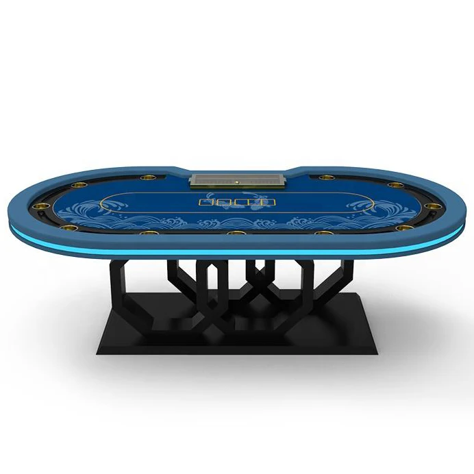 YH 260cm Casino Standard Customized Logo Texas Poker Table With Golden Chips Tray and Water Cups