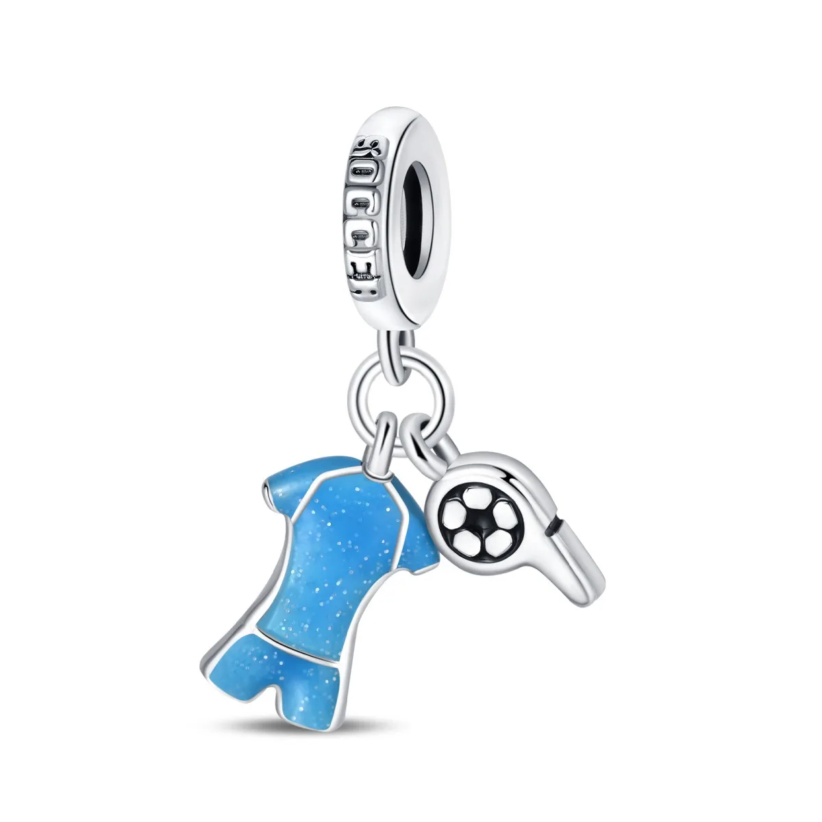 2024 New 925 silver plated  ball shoe charm European Cup soccer  hanging white copper DIY  sports charms for jewelry making
