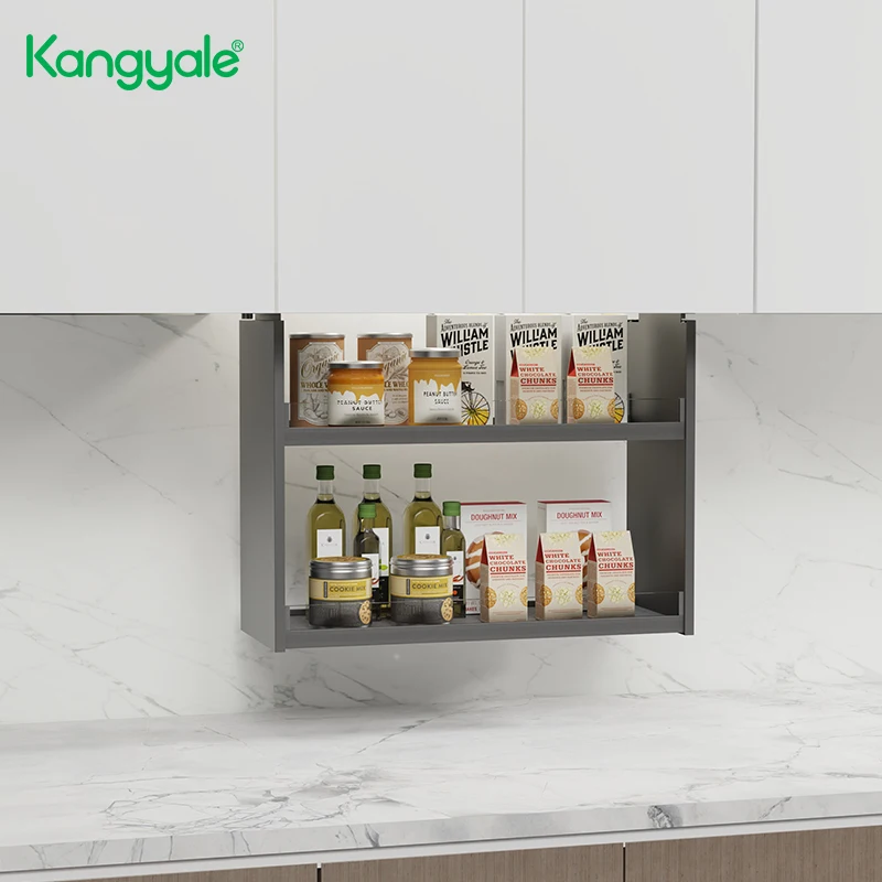 Modern Smart Kitchen Wall Cabinet Lift System Vertical Lifting Basket Touch Electric Lifting Basket