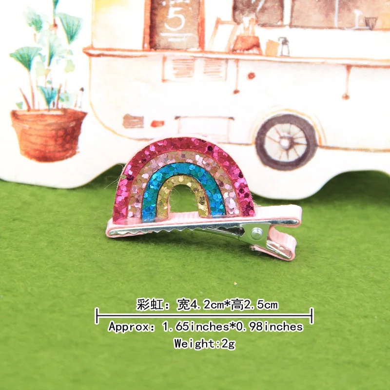 Cute rainbow unicorn accessories baby hair clips Mermaid children hair clips Angel wing snail