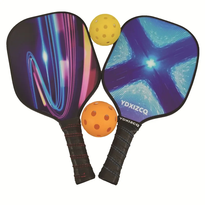 Carbon Fiber Honeycomb Pickleball Racket With Ball Colorful OEM Carbon Fibre Products Pickleball Racket Custom Logo Printing