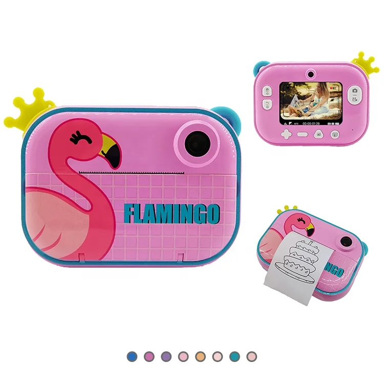 Factory 2.0 Inch Cartoon Selfie Cartoon Dual Lens Ips Screen Lcd Photo Printer Color Kids Camera With Printer Instant Camera