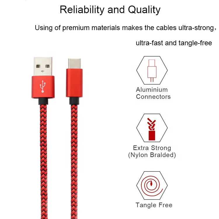 Clearance stock lots New braided nylon metal shell 1M OEM micro USB cable data cable for mobile phone Android smartphone will