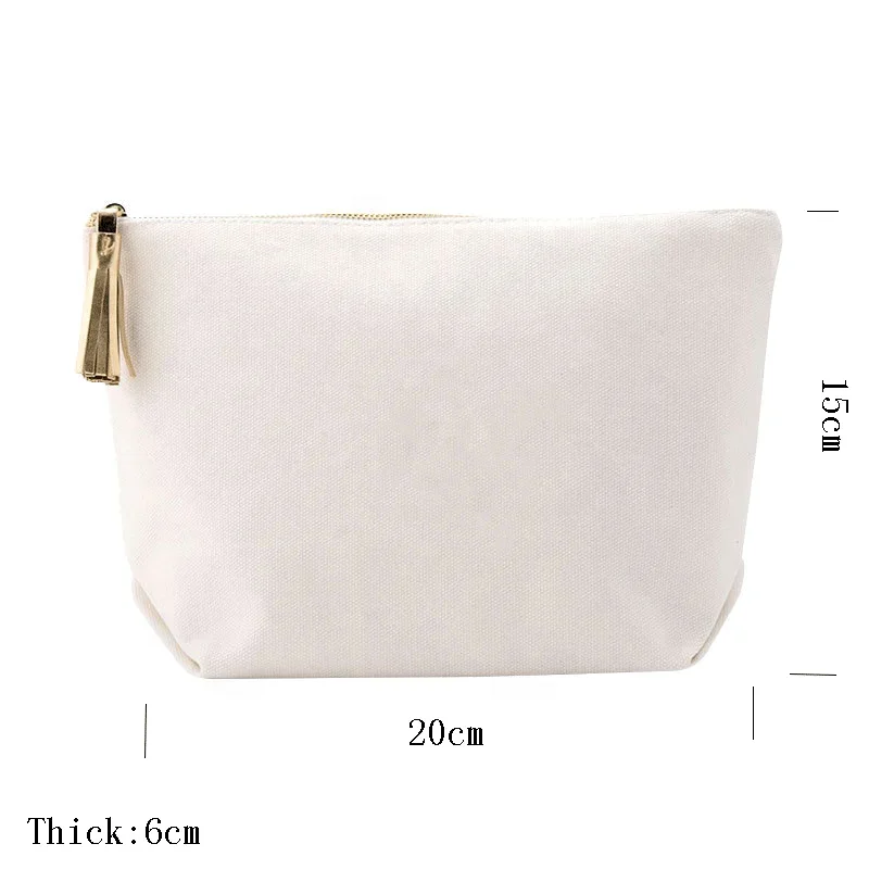 custom printed women toiletry travel professional cotton makeup wash zip pouch beauty canvas cosmetic bag