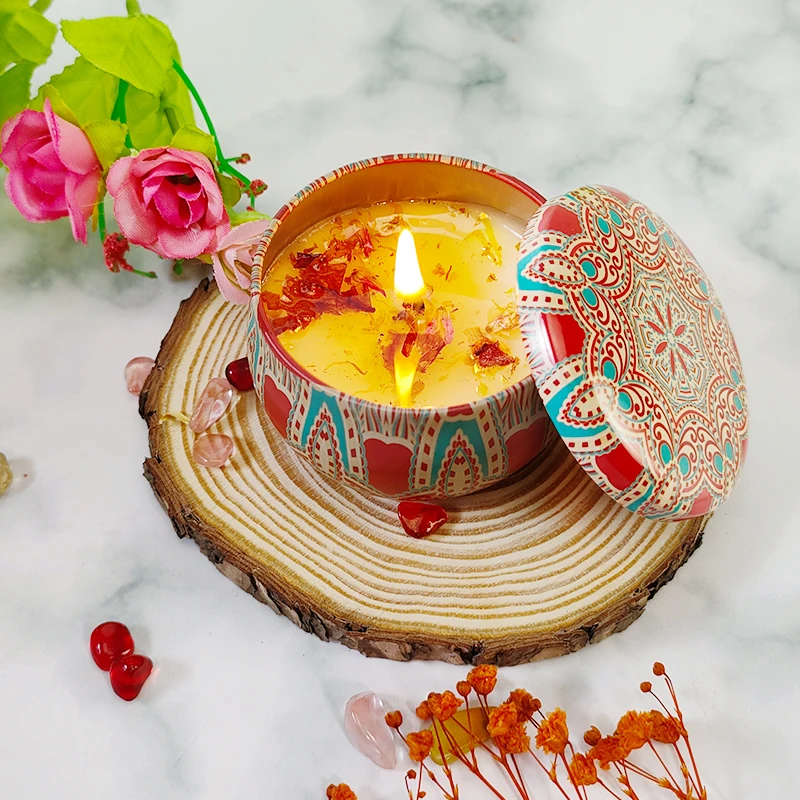 Private label Gift perfume Wax Multicolor Small Flower Rose Lavender Mini Scent Candle