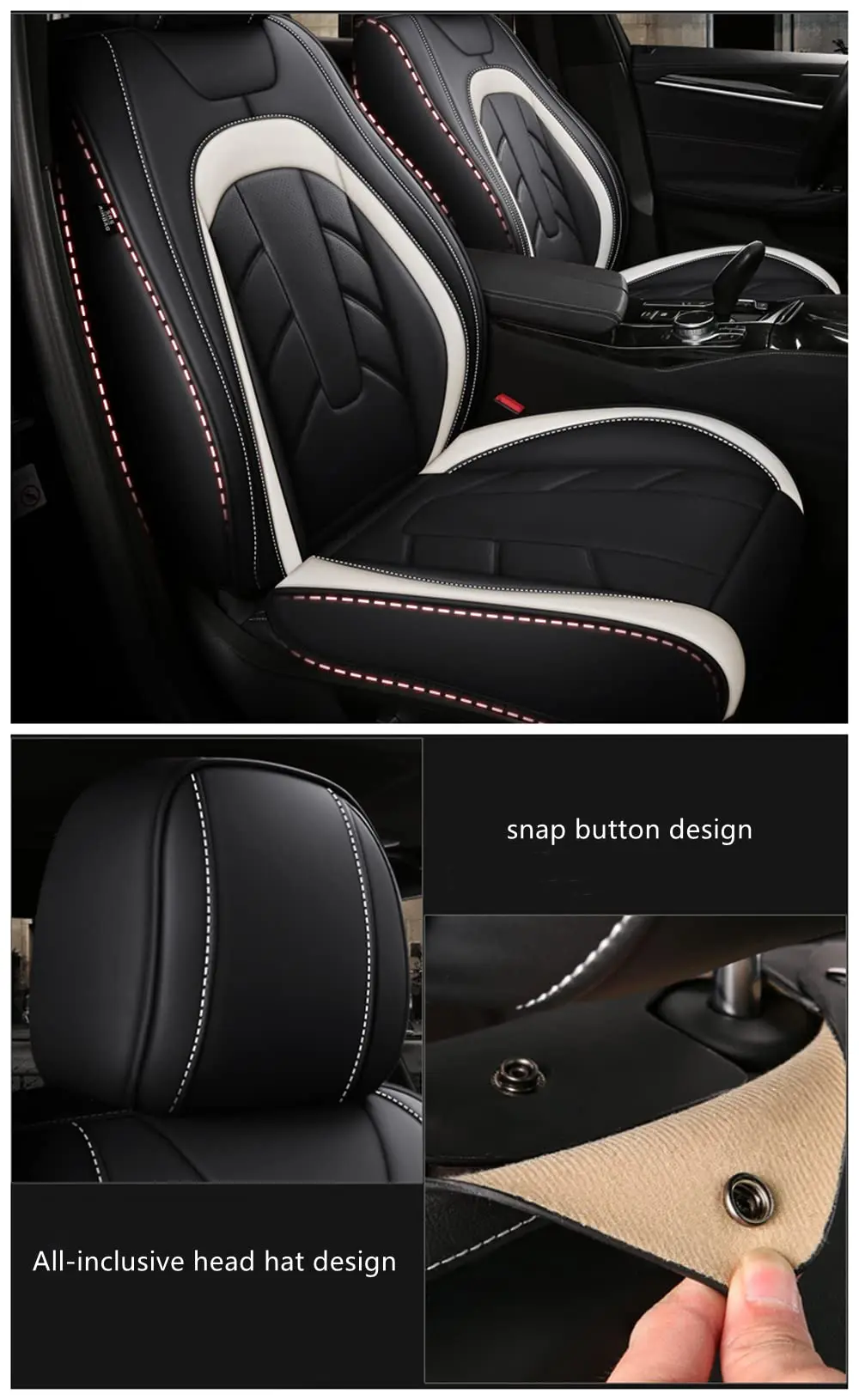 Sports Leather Car Seat Covers Full Set Protector Separate Cap Universal Fit for Volkswagen Tiguan