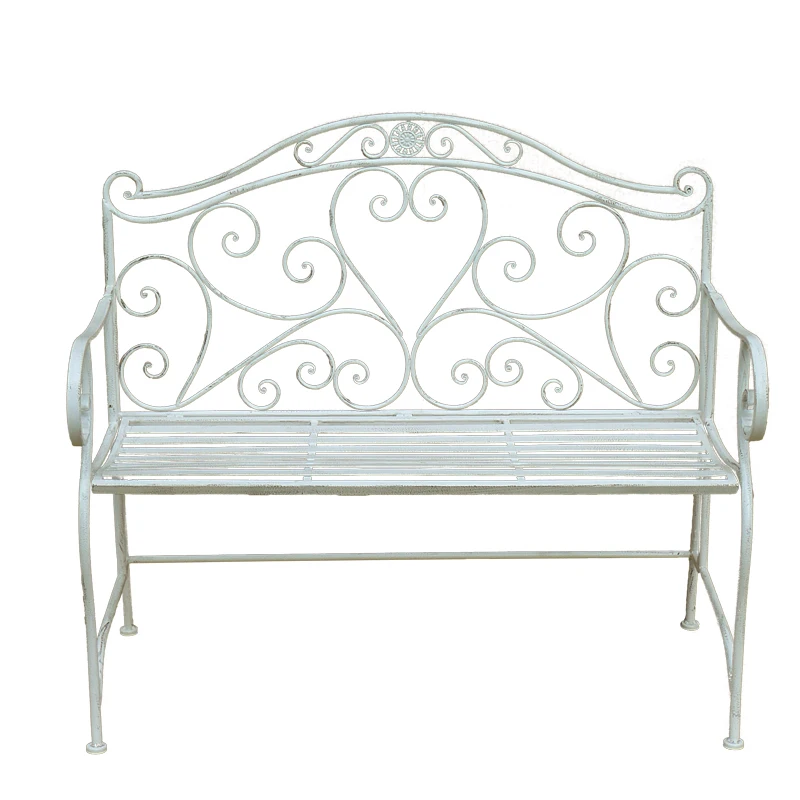 Wholesale Outdoor Garden Heart Shaped 2 Seater Anti rust Wrought Iron Patio Bench