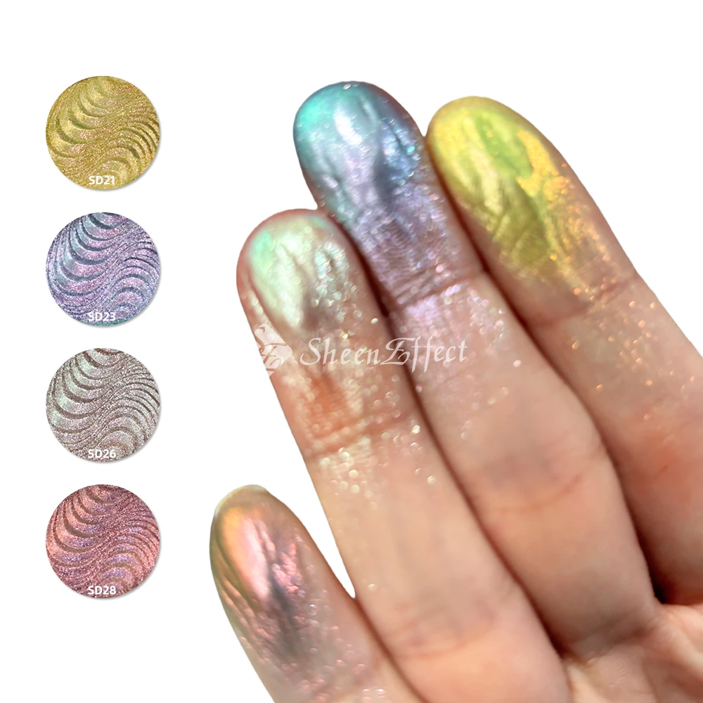 Wholesale cosmetics makeup your logo holographic holo single private label high pigmentation duo chrome multichrome eyeshadow