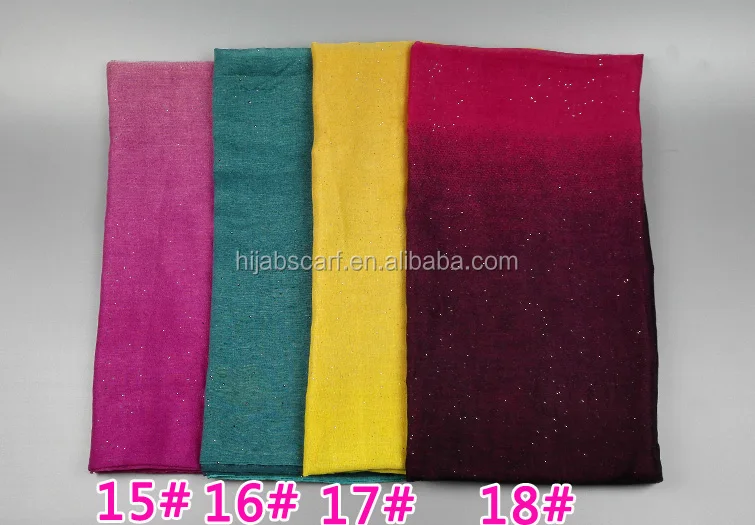 hot selling Islamic style ombre gradient color glitter shawl scarf viscose hijab