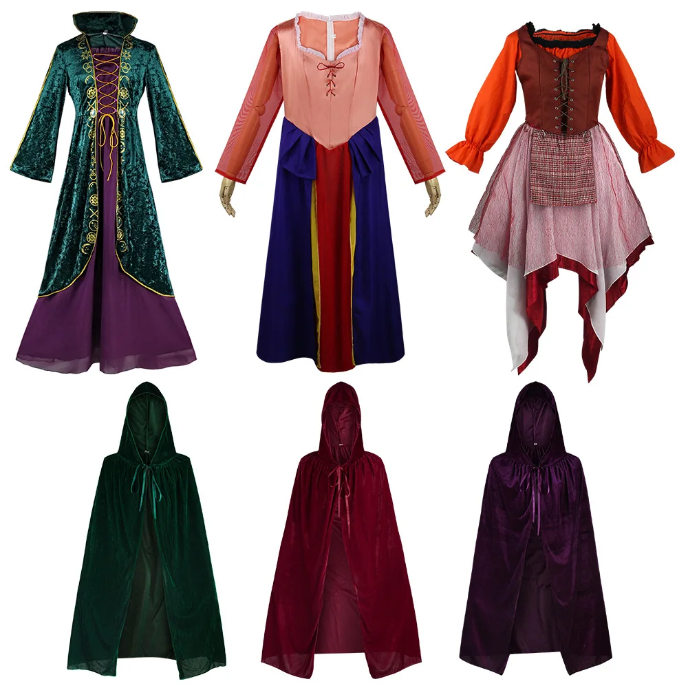 Witch Also Mad 2 Costume dress Halloween Medieval Cape  Sanderson witch cosplay stage show costume Halloween cosplay costume