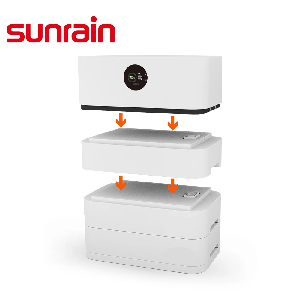 Sunrain factory direct Lithium Ion Phosphate Solar Battery LiFePO4 LFP Backup Power Stack-mounted Residential ESS