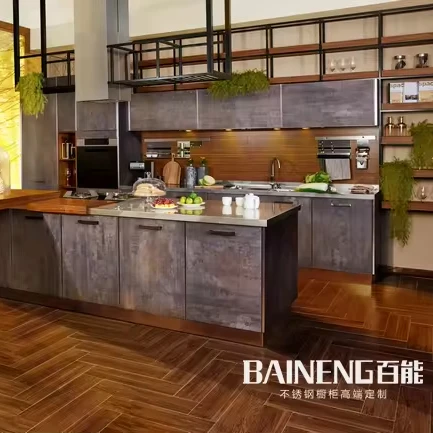 Home Furniture Custom Kitchen Furniture Cupboards  Designs Luxury Stainless Steel Modern Kitchen Cabinet