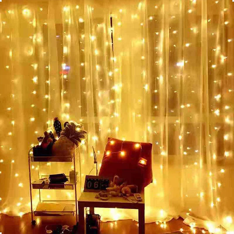 Hot Sale Led Lamp Curtain Light String Usb Remote Control 300led Ice Bar Christmas Holiday Lamp String Room Decor Lights