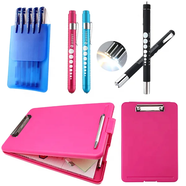 Promotional Eco friendly Slim Plastic Clip board with Portable large capacity Storage Nursing Clipboard