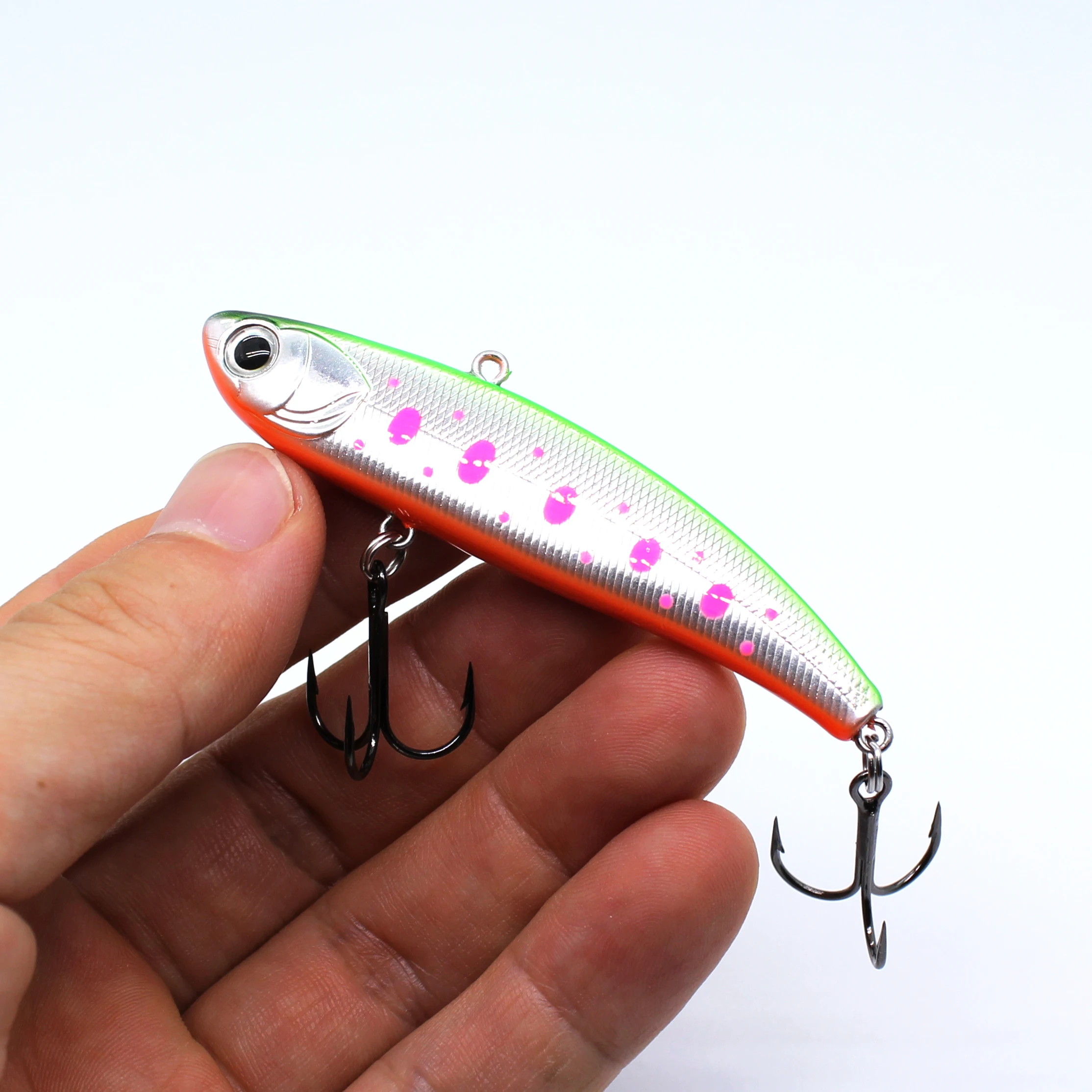 Stocked Sinking VIB Lure 90mm 29g Hard Bait Ice Fishing Vibration Lure VMC Hook Fluorescent UV Glowing