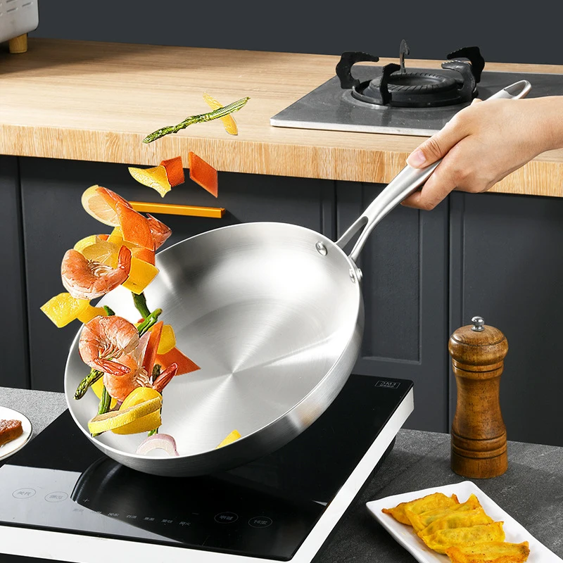 Meisite factory fry pan 304 stainless steel wok multi cooking nonstick sartenes wholesale kitchen wares korea frying panci