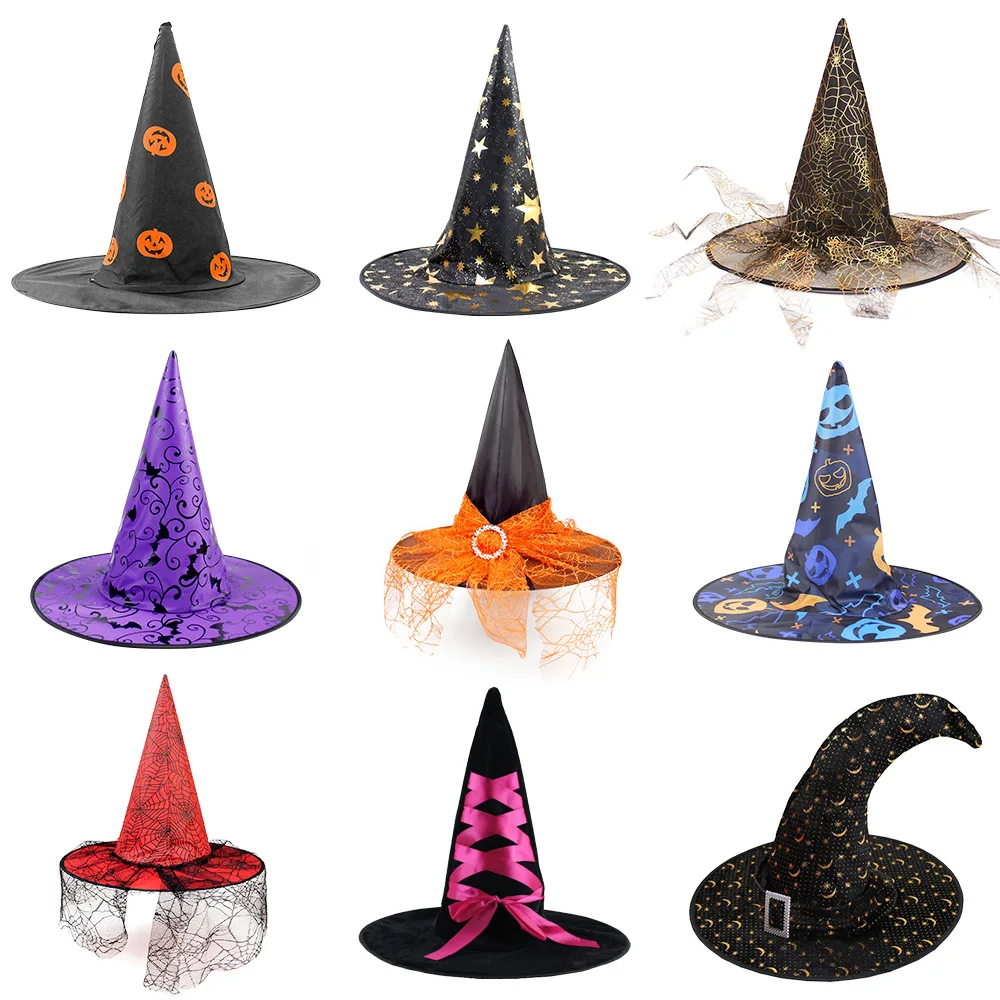 Witch Headgear Costume Accessory for Halloween Party Decoration and Festival Carnivals Hanging Wizard Hats