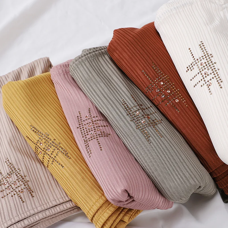 New Luxury Large Cotton Plain Stretch Scarf Women Wrap Hijab And Shawl Muslim Headscarf For Women Ladies Head Scarf