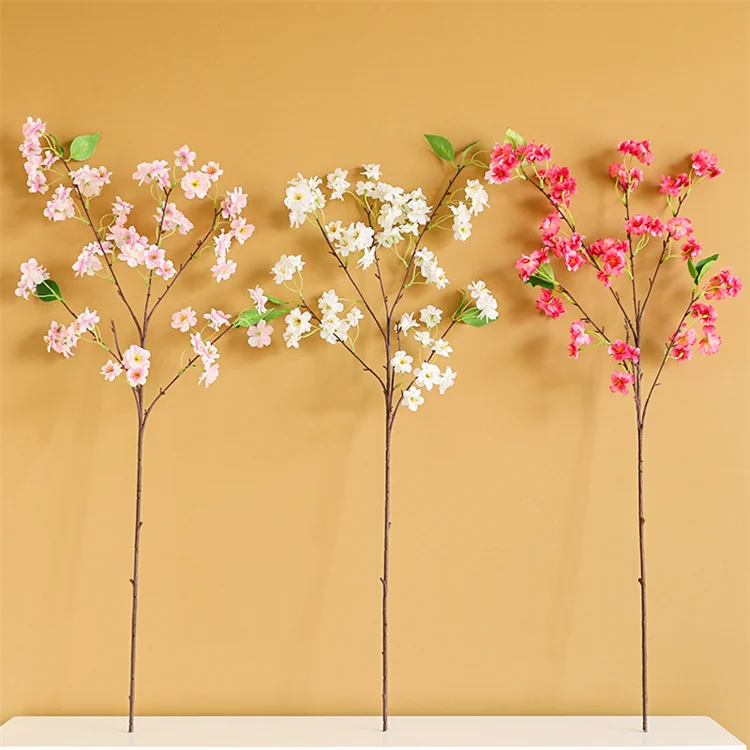 hot-sale faux cherry blossom branch silk cherry blossom artistic flowers for vase kitchen home living room decoration