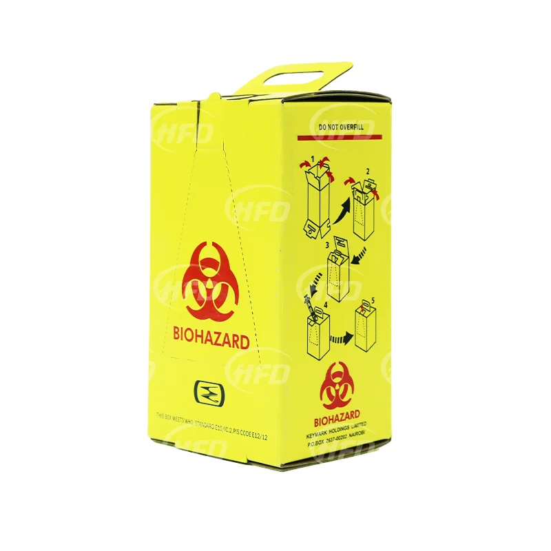 High quality wholesale promotional disposable  foldable paper sharp container bin waste for syringes