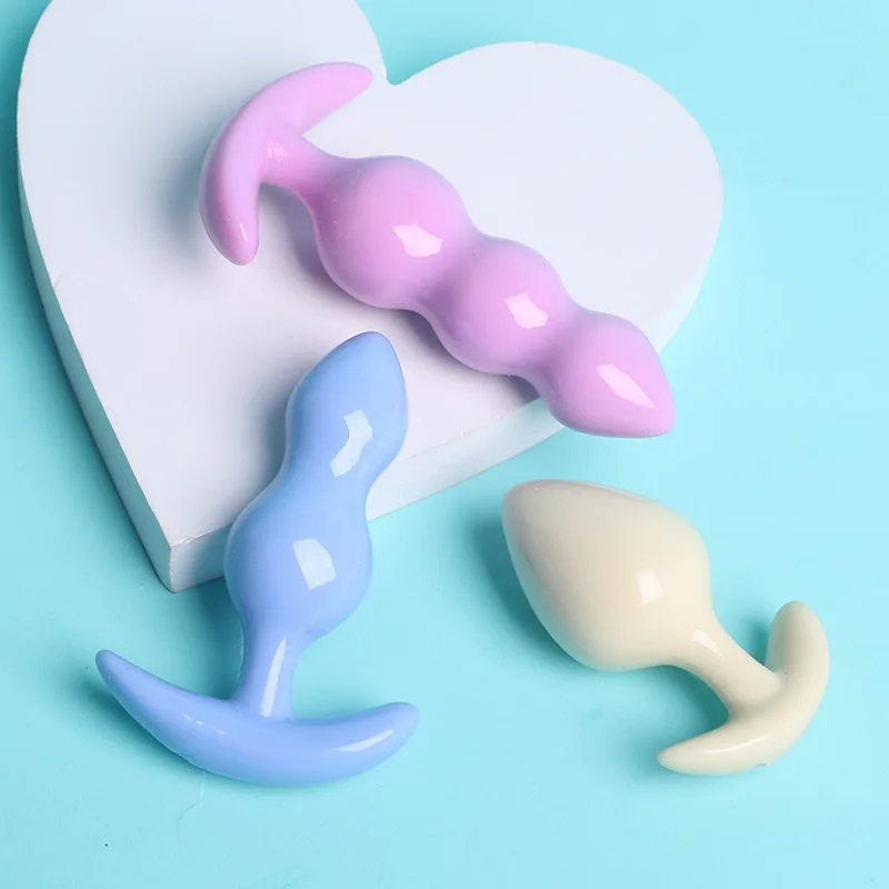 Female Women 3 pcs Plastic Anal Plug Silicone Candy Shaped Three Anal Butt Plugs Set Sexshop  Sex Toy
