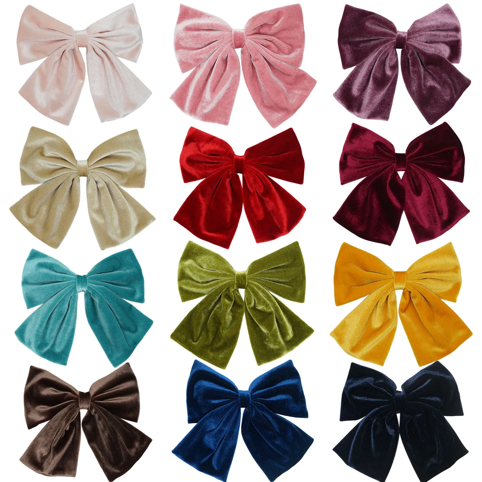 Fashion Big Velvet Clip Bows Wholesale Elegant Bows for Girls Hair Woman Hair Accessory Girl Hair Decoration