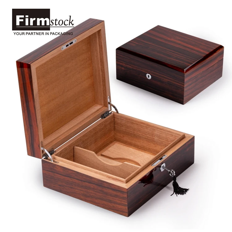 Ebony MDF Humidor Luxury Lacquer Customized Storage Gift Present Cigar Wooden Collection Box Case