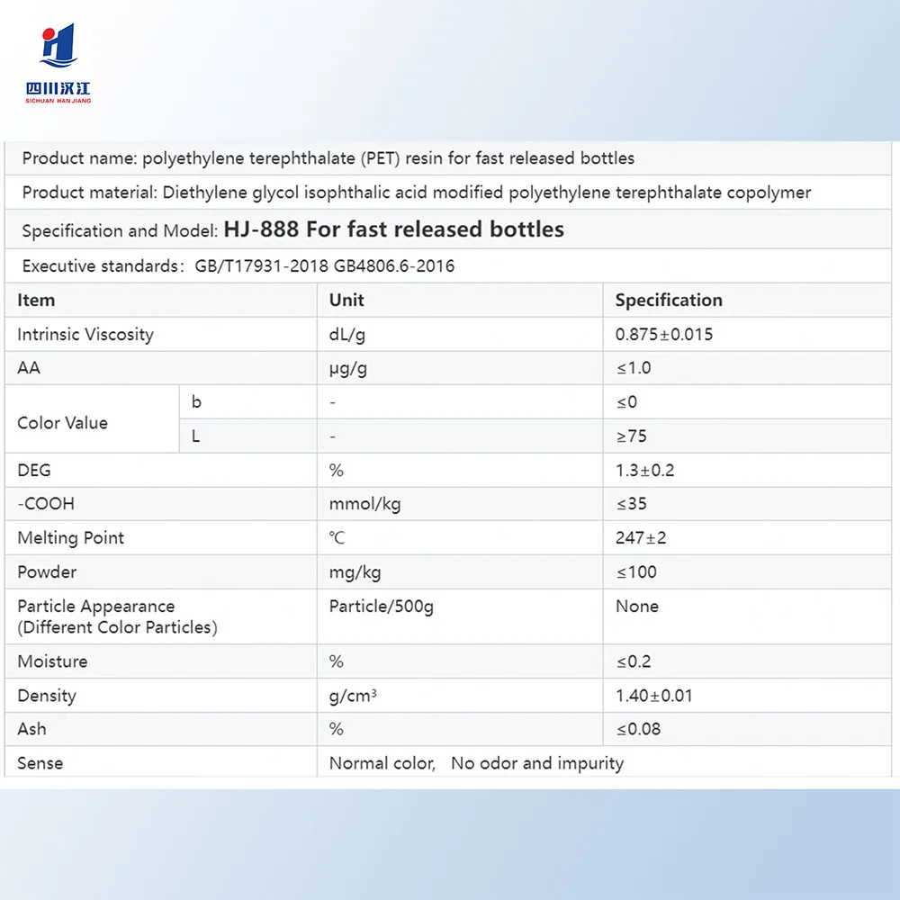 HANJIANG HJ-888 high gloss safe eco friendly bottle grade pet chips resin grannuals for rapid heat absorption bottles solution