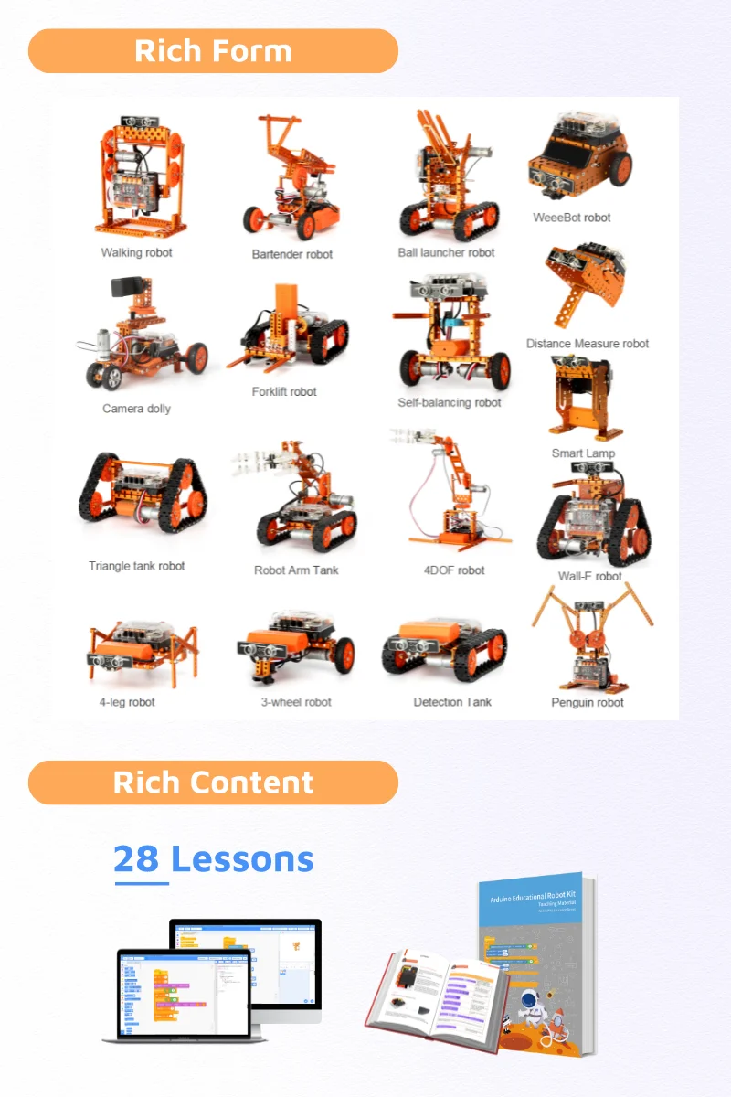 Metal 12-in-1Robotstorm training programming educational robot car uno r3 atmega328p arduino  kit