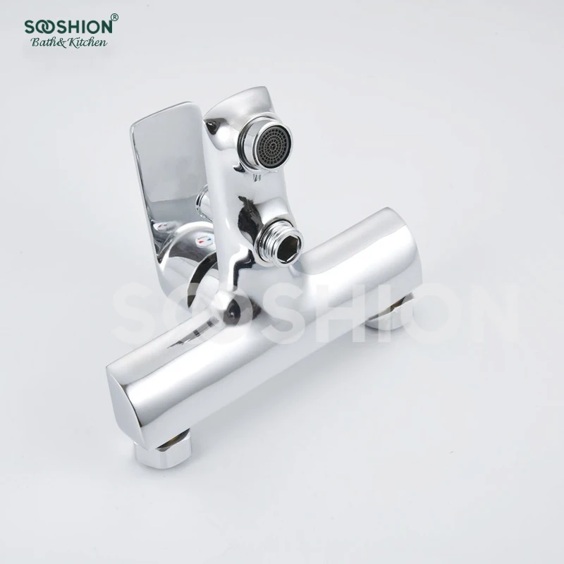 2022 Popular Design Hot and Cold Chrome Bath Mixer Wall Mount Zinc Bath Faucet For Shower